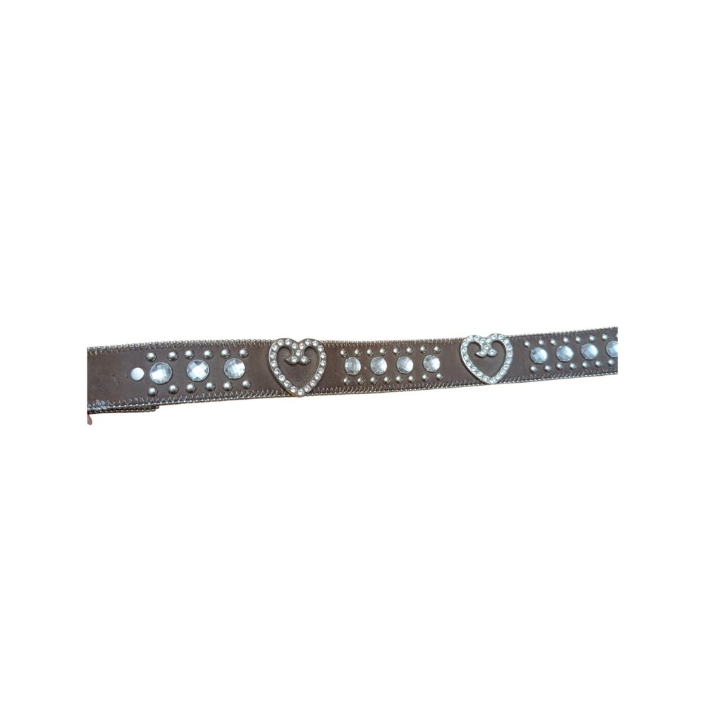 Blazin Roxx Belt M Brown Western Rodeo Bling Rhinestone Heart No Buckle Womens
